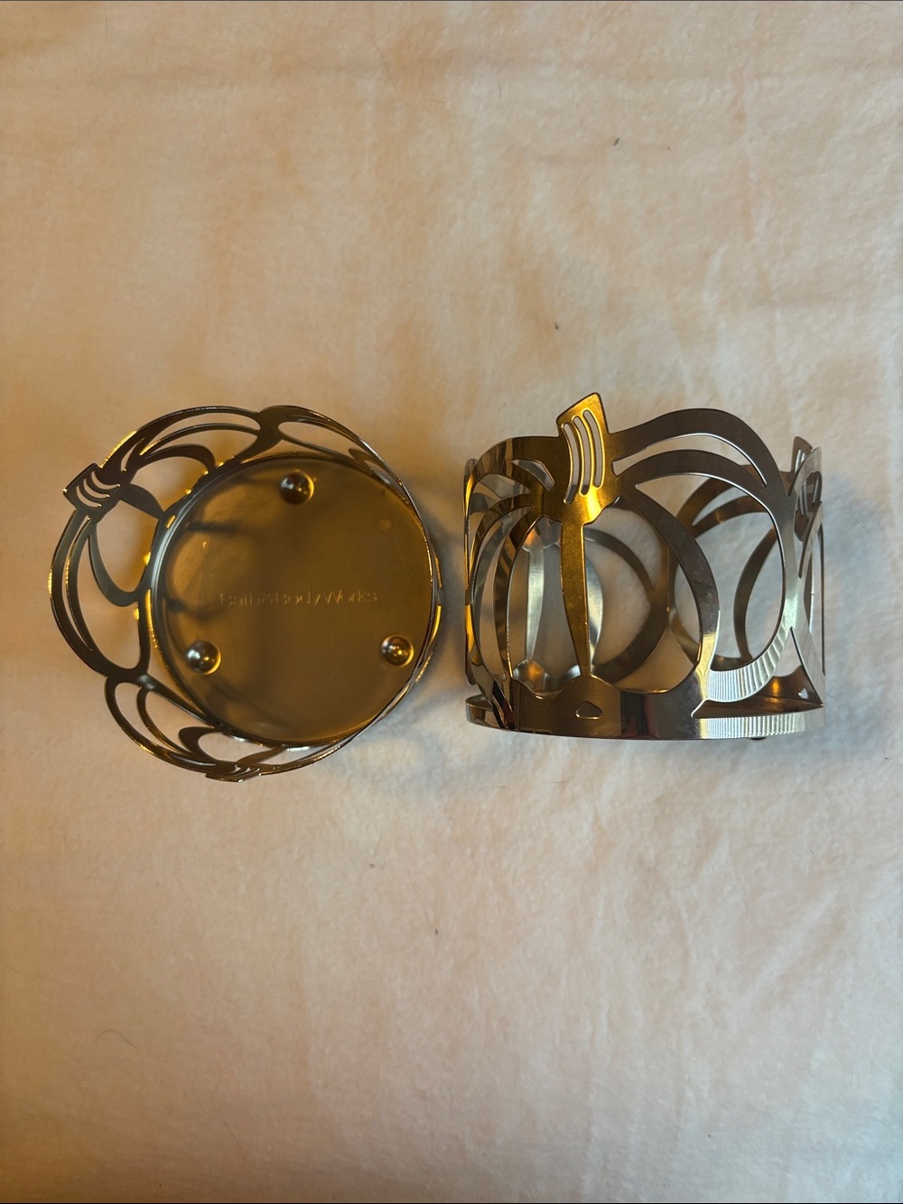 Bath & Body Works Silver Retired  Pumpkin 3 wick candle holders- Pair
